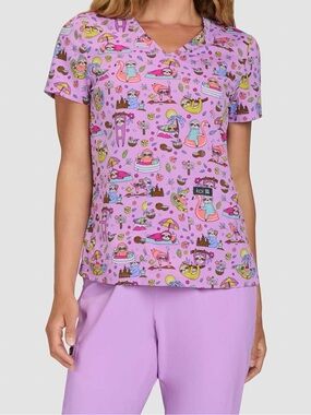 Koi Basics Sloth Scrub Top